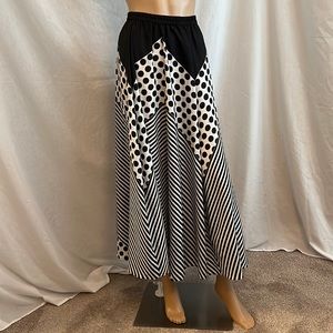 Polka dot and striped lightweight swing skirt